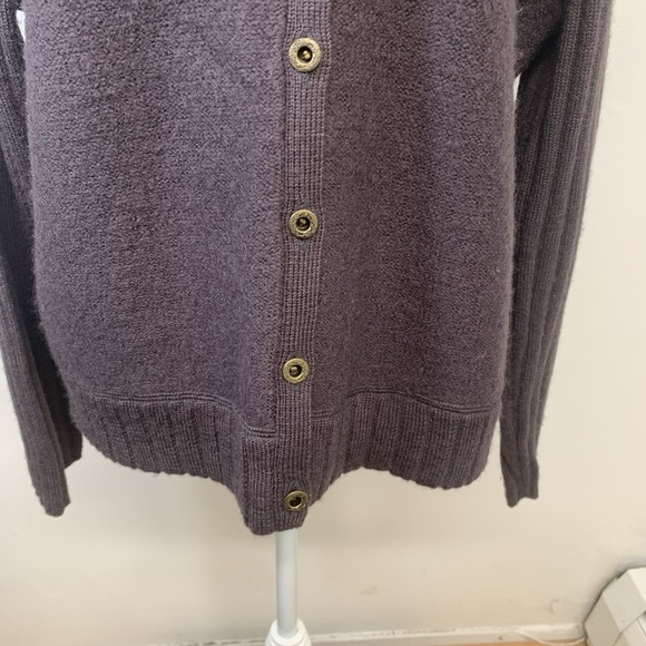 IE Relaxed Wool Button Up‎ Cardigan Chocolate Brown Woman Large Made Australia - Picture 3 of 9